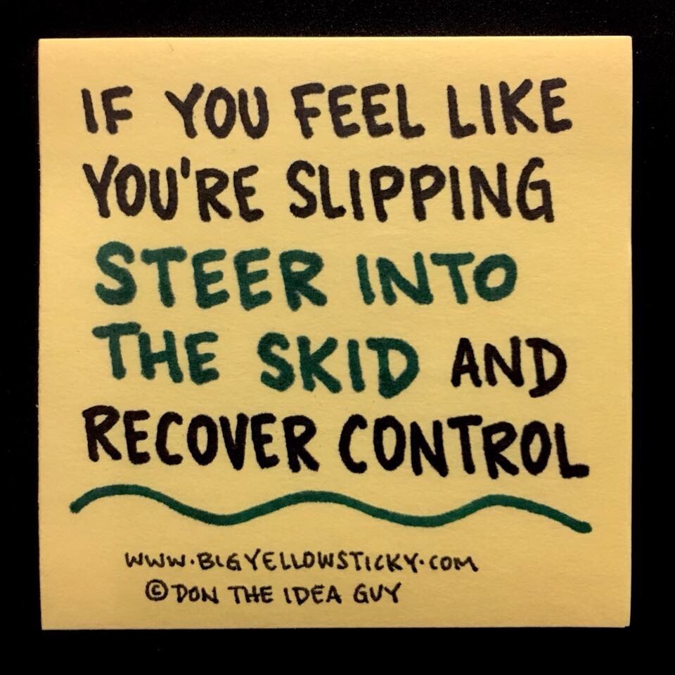 recover control big yellow sticky steer into the skid